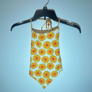 multi-colored, floral, halter top